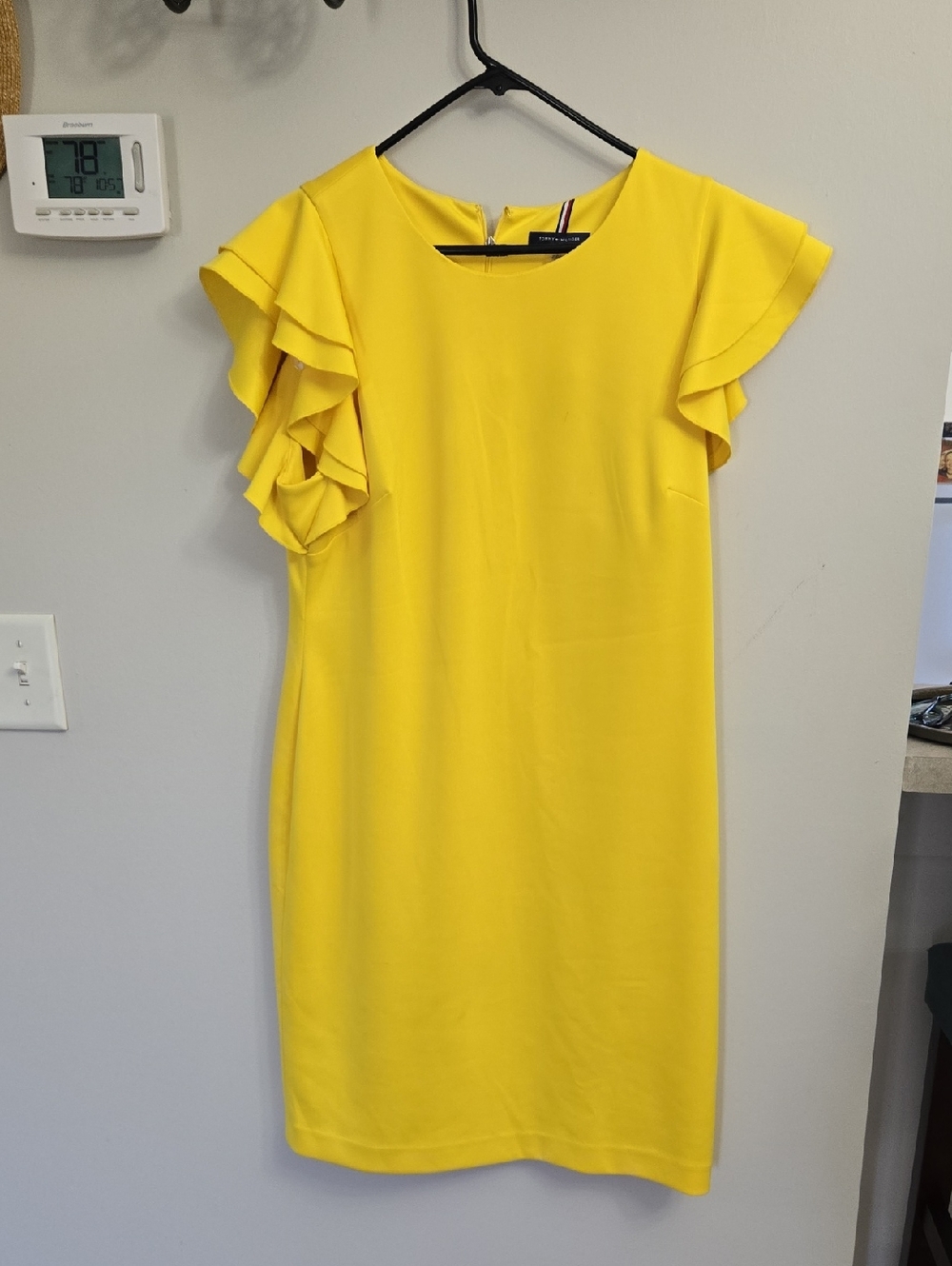 Tommy Hilfiger Bright Yellow Ruffle Sleeve Midi Dress
